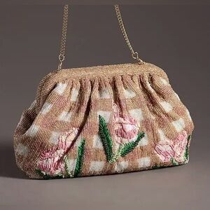 Anthropologie Beaded Wildflower Clutch